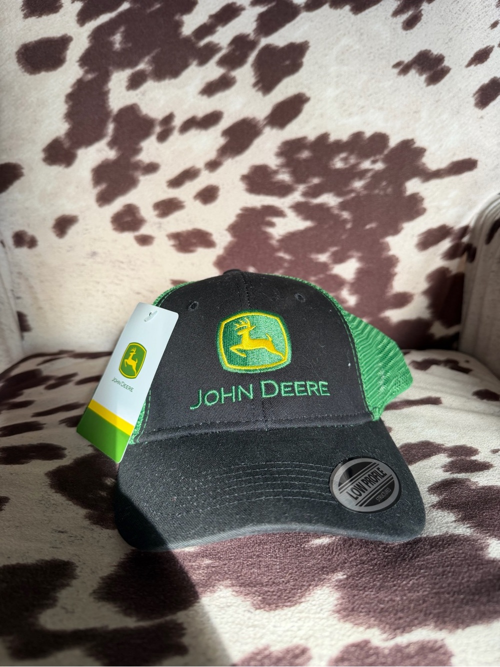 John Deere Black and Green Cap with Yellow Logo